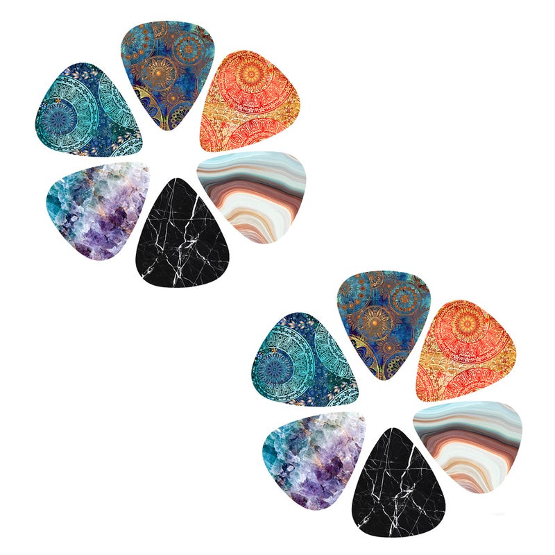 IRIDESCENT Guitar Picks - 12-pack 0.71mm Medium Gauge Celluloid Guitar Picks In a Box Picks Holder. Unique Guitar Gift For Bass, Electric & Acoustic Guitars (Flower Stone) - Image 3